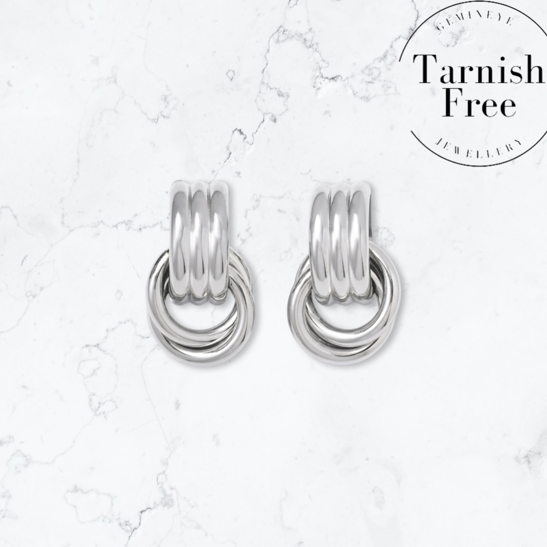 Silver Double Knot Earrings