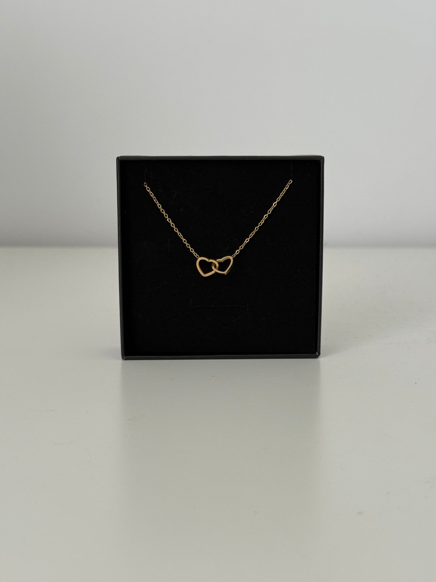 Gold Double Linked Heart Pendant Necklace