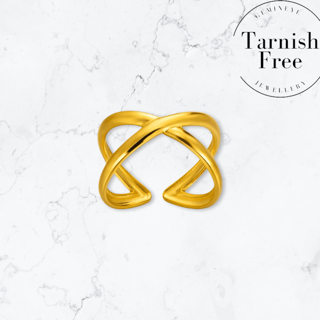 Gold Crossover Ring - Gemineye Jewellery