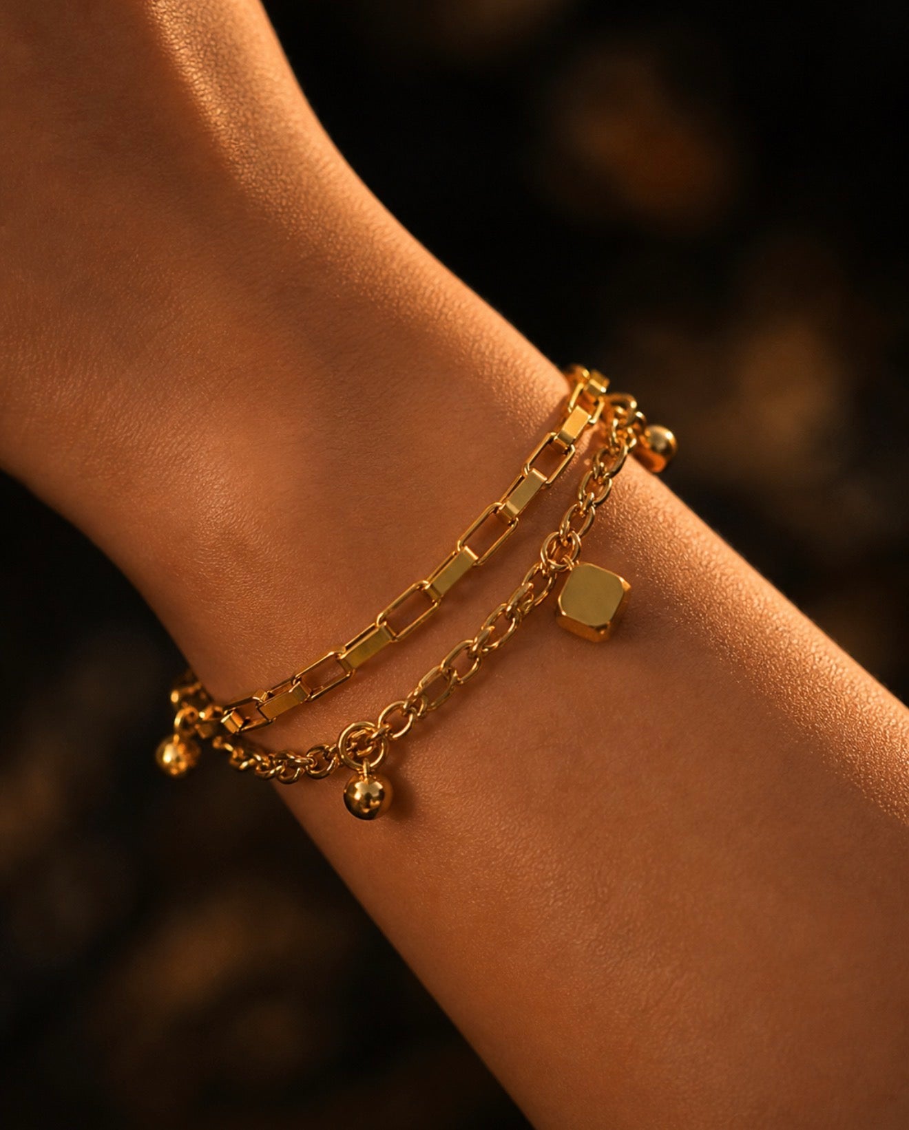 Gold Duo Chain Bracelet - Gemineye Jewellery