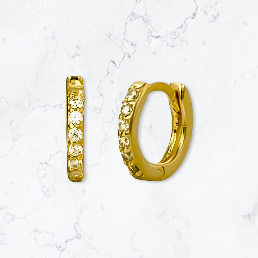 Gold Huggies Sparkle Earrings - Gemineye Jewellery