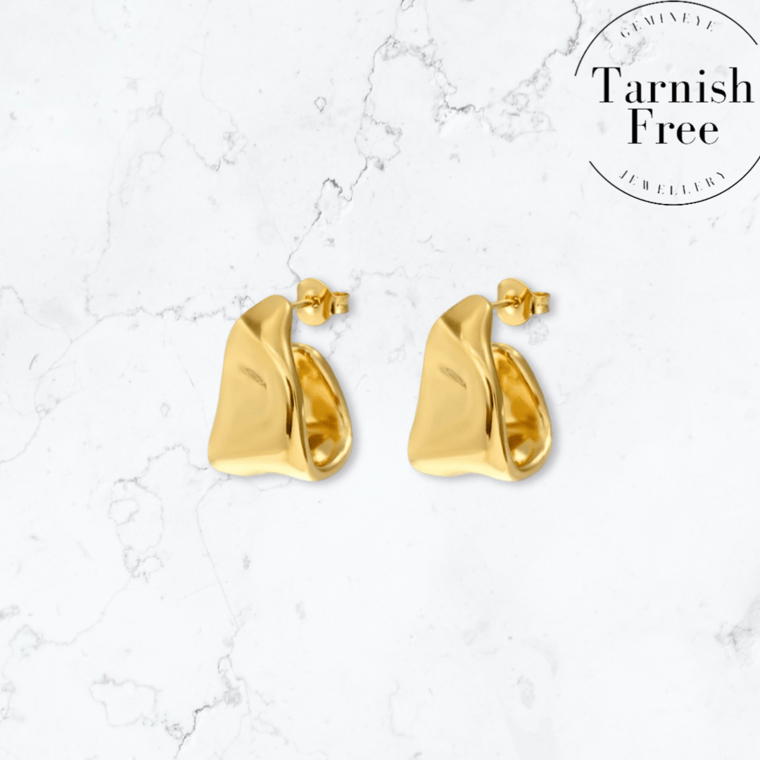 Gold Molten Drop Earrings - Gemineye Jewellery