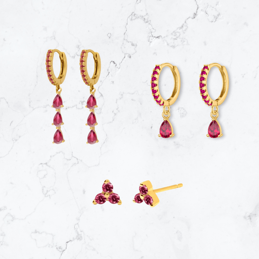 Gold Pink Stacker Set - Gemineye Jewellery