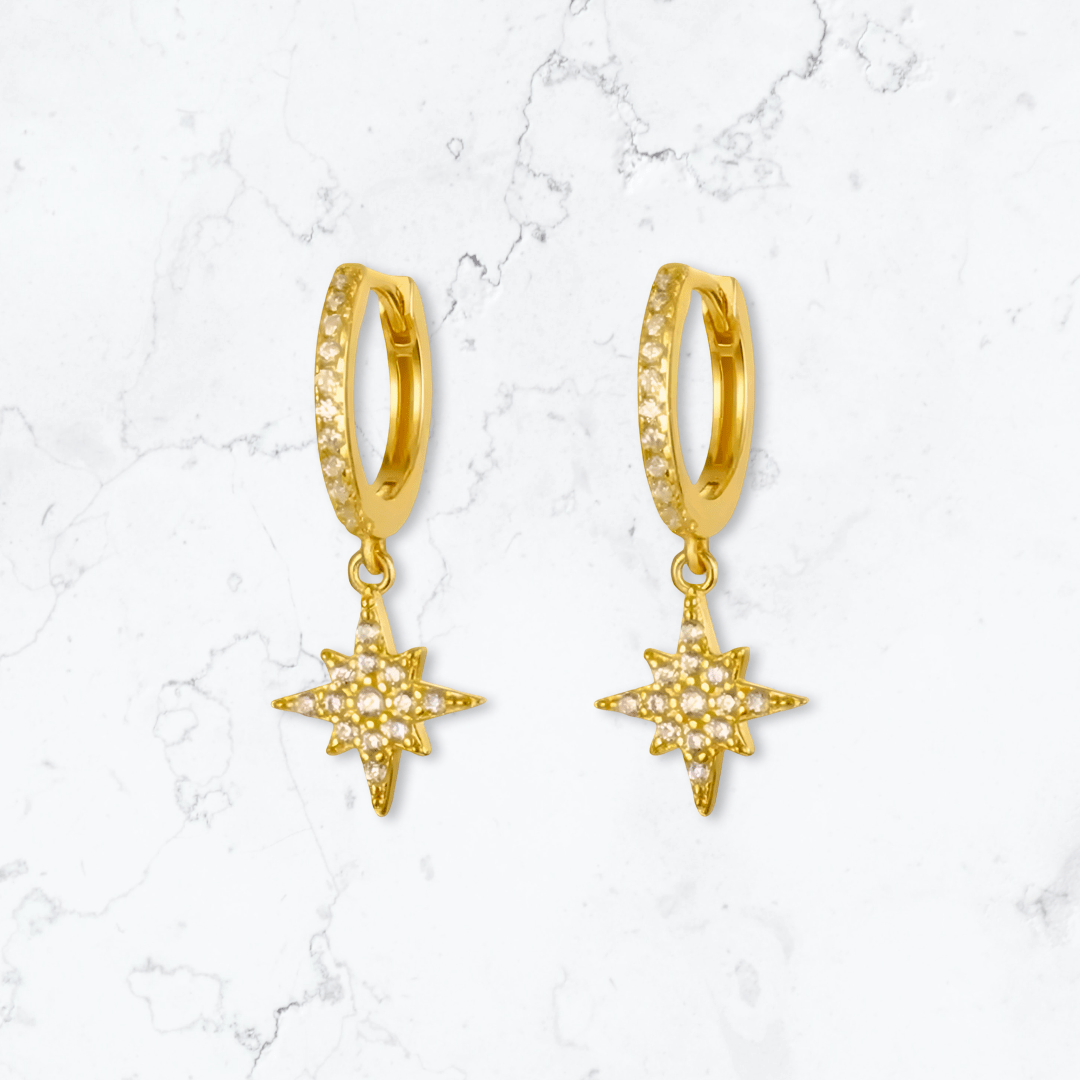 Gold Star Huggies - Gemineye Jewellery
