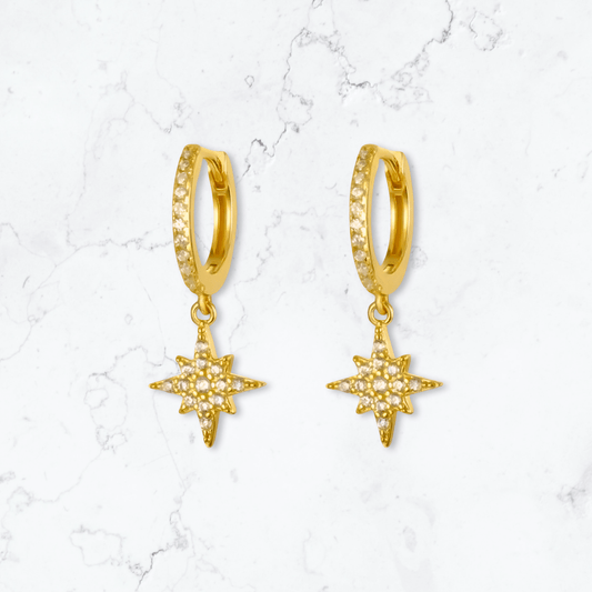 Gold Star Huggies - Gemineye Jewellery