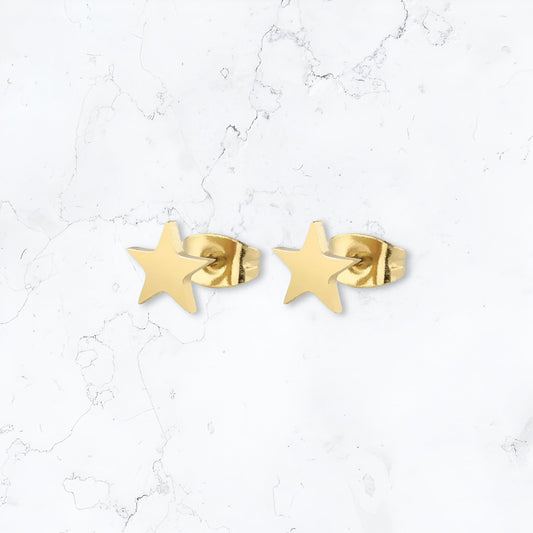 Gold Star Stud Earrings - Gemineye Jewellery