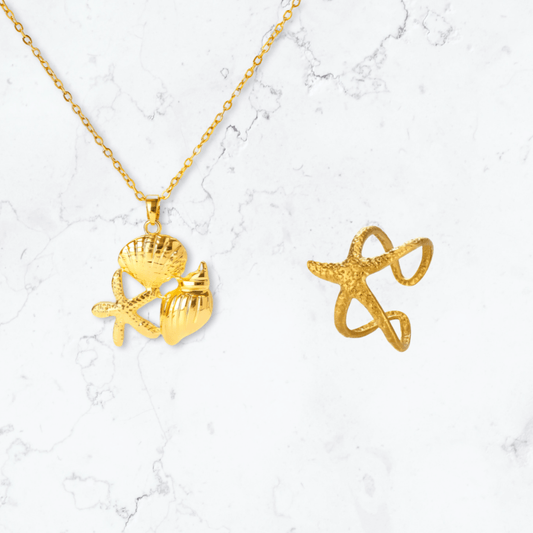 Gold Starfish Duo - Gemineye Jewellery