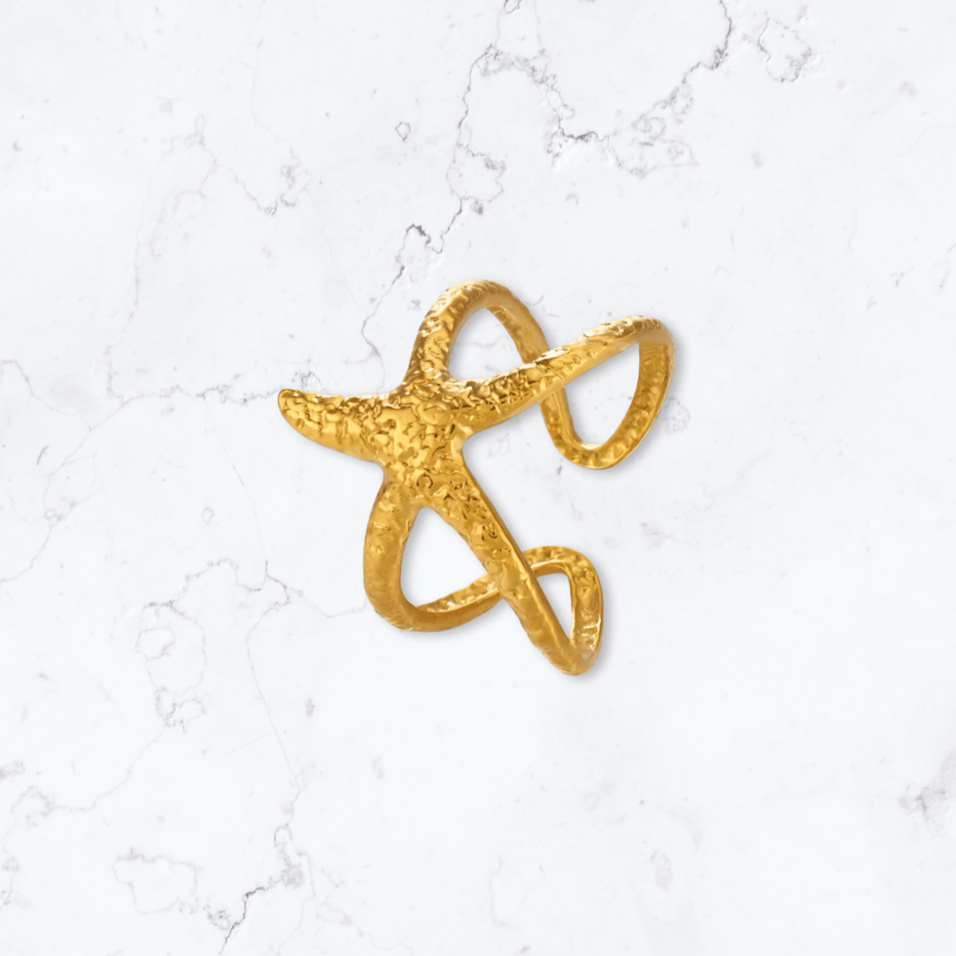 Gold Starfish Ring - Gemineye Jewellery