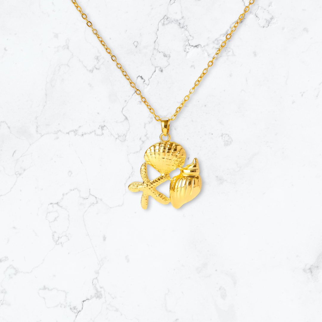 Gold Starfish Shell Necklace - Gemineye Jewellery