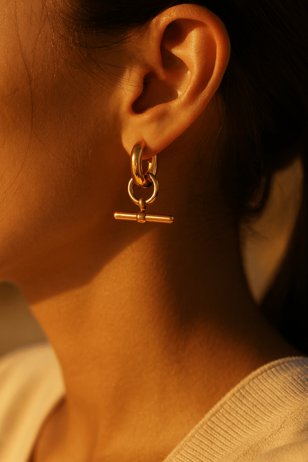 Gold T - Bar Earrings - Gemineye Jewellery