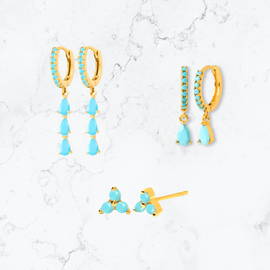 Gold Teal Stacker Set - Gemineye Jewellery