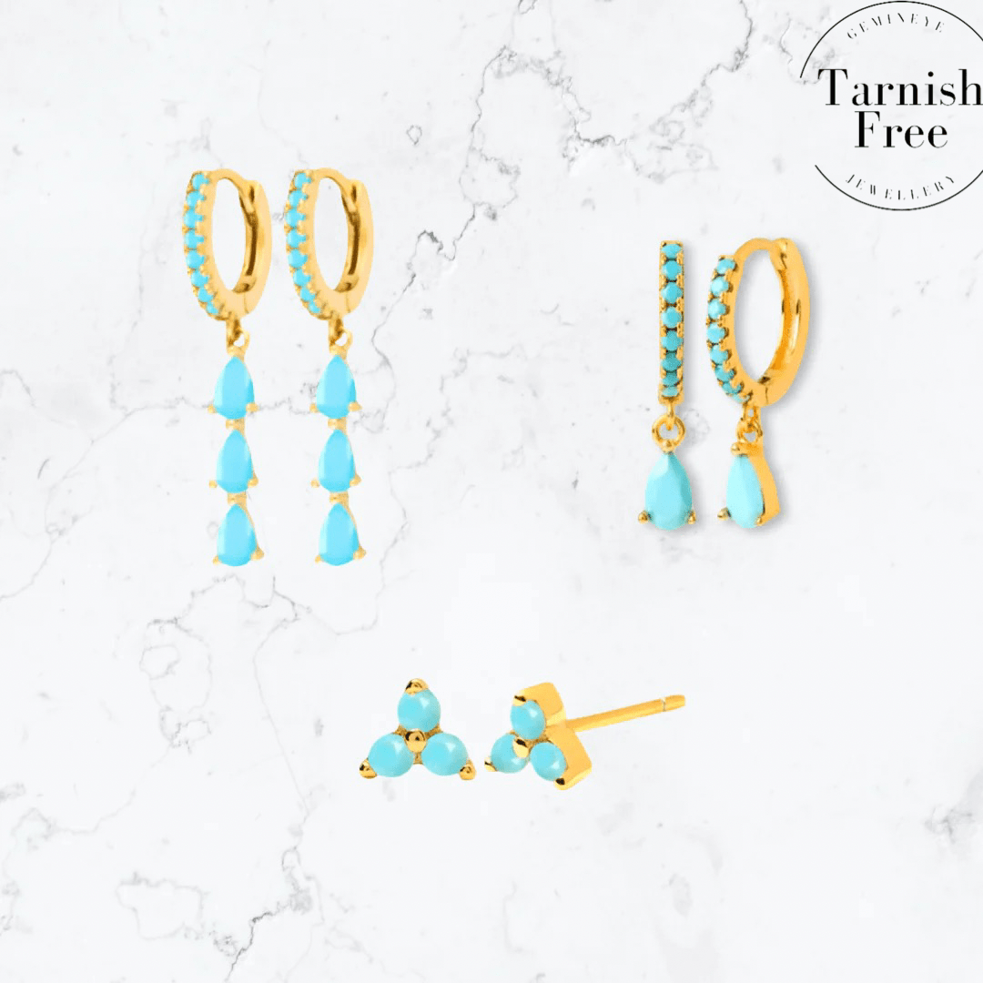 Gold Teal Stacker Set - Gemineye Jewellery