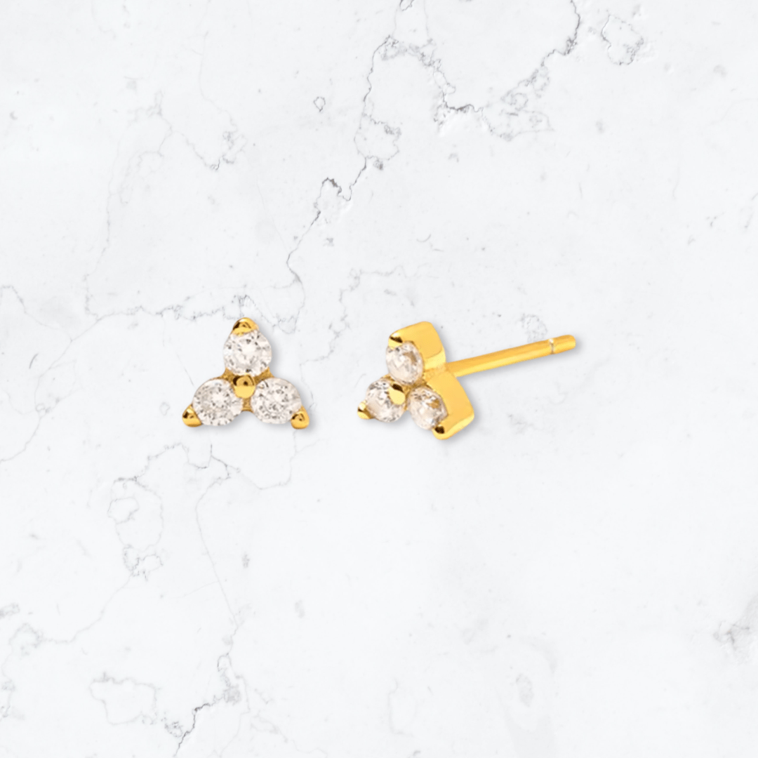 Gold Triangle Crystal Studs - Gemineye Jewellery