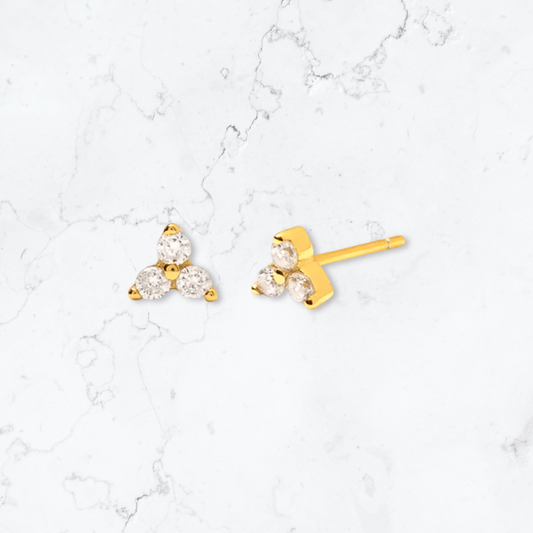 Gold Triangle Crystal Studs - Gemineye Jewellery