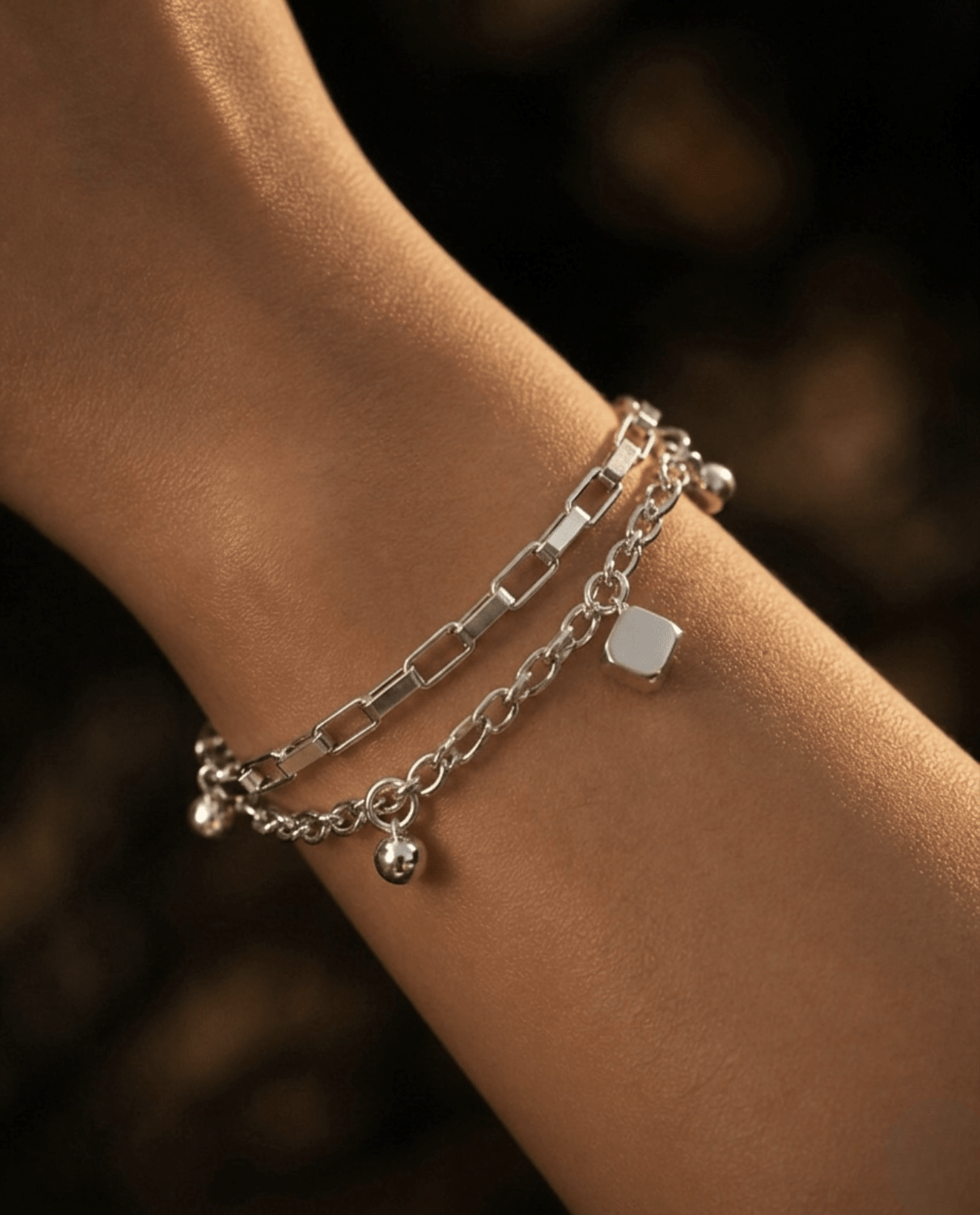 Silver Duo Chain Bracelet - Gemineye Jewellery
