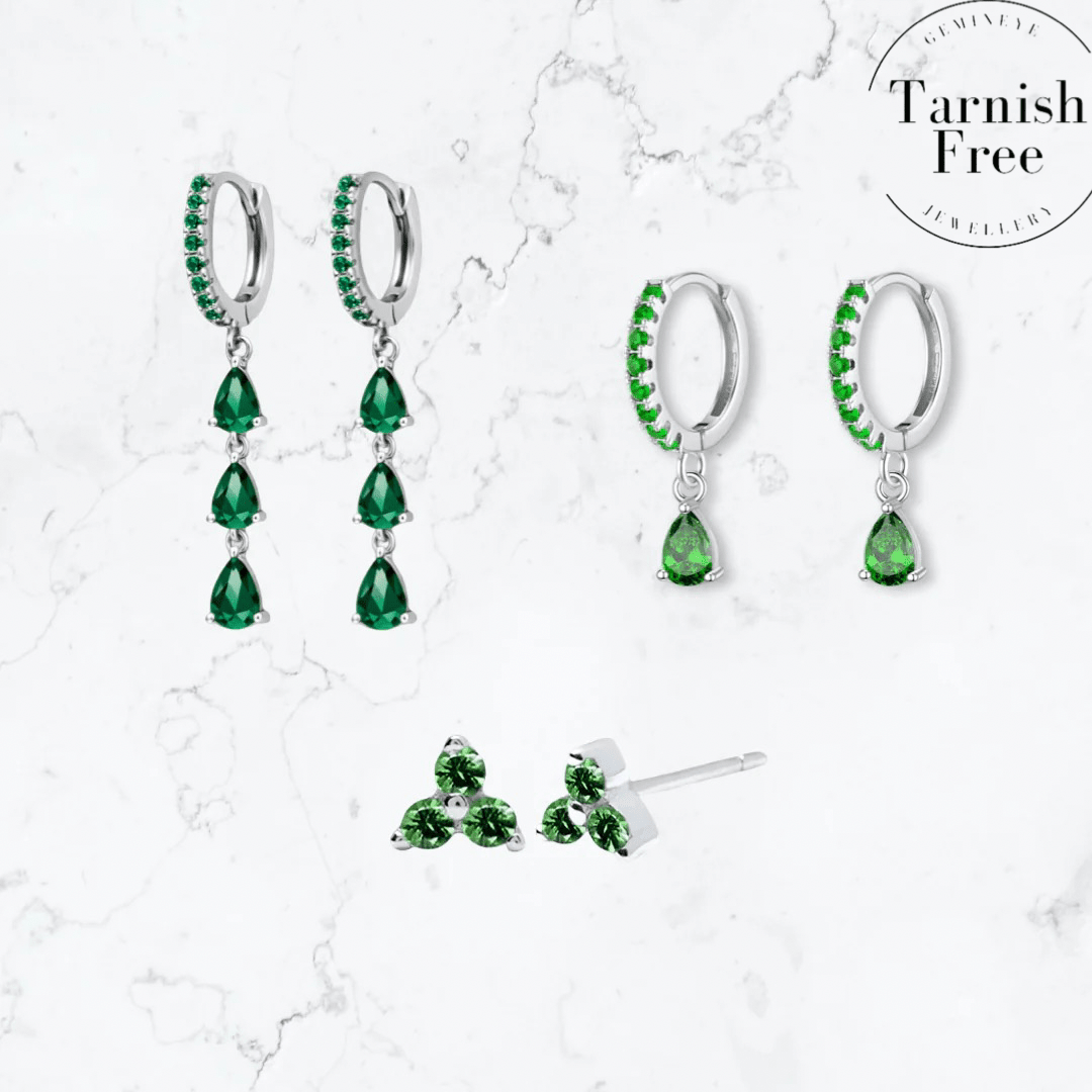 Silver Green Stacker Set - Gemineye Jewellery