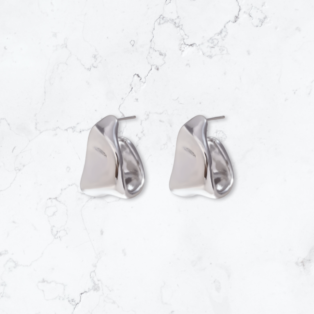 Silver Molten Drop Earrings - Gemineye Jewellery