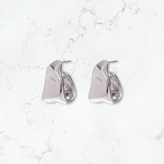 Silver Molten Drop Earrings - Gemineye Jewellery