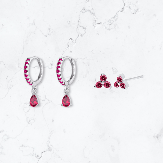 Silver Pink Stacker Set - Gemineye Jewellery