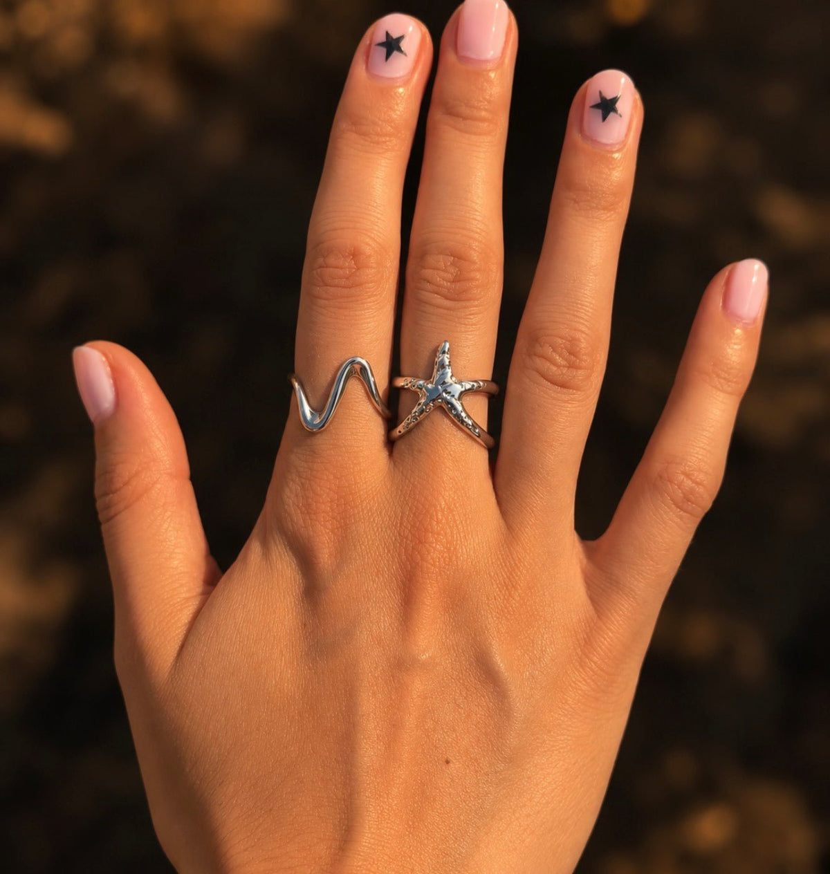 Silver Starfish Ring - Gemineye Jewellery