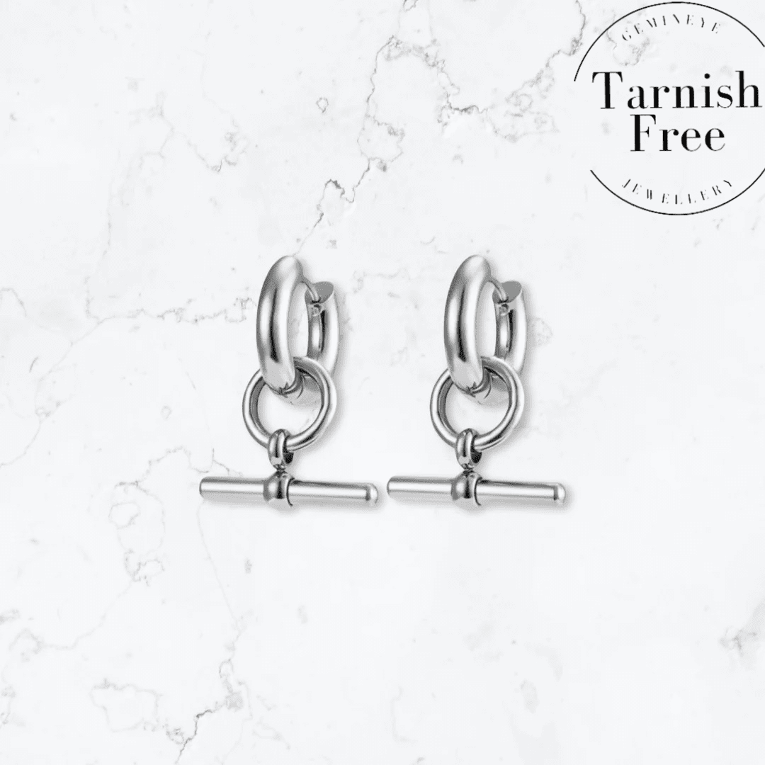 Silver T-Bar Earrings by Gemineye Jewellery