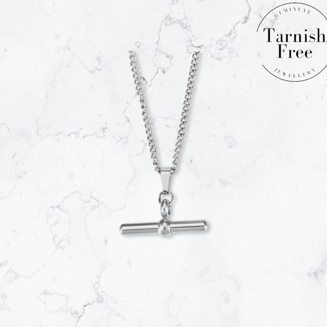 Silver T - Bar Necklace - Gemineye Jewellery