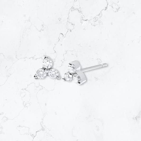 Silver Triangle Crystal Studs - Gemineye Jewellery