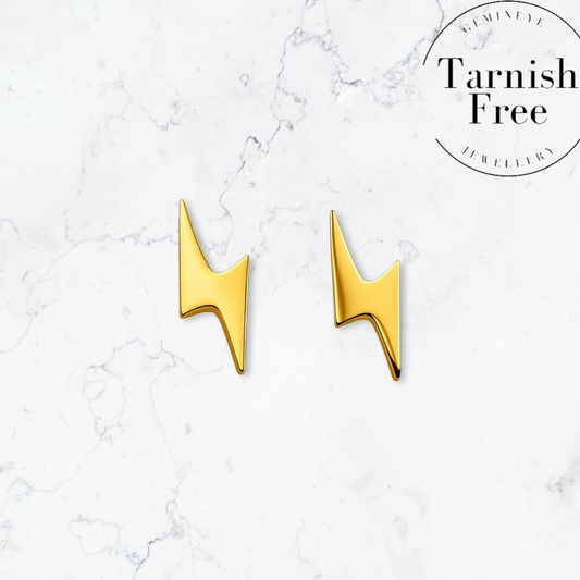 Gold Lightning Bolt Studs