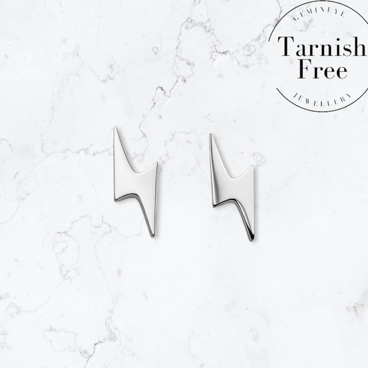 Silver Lightning Bolt Studs