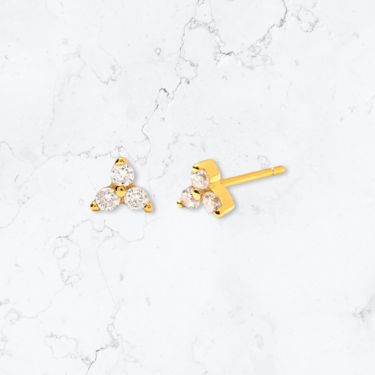 Gold Triangle Crystal Studs