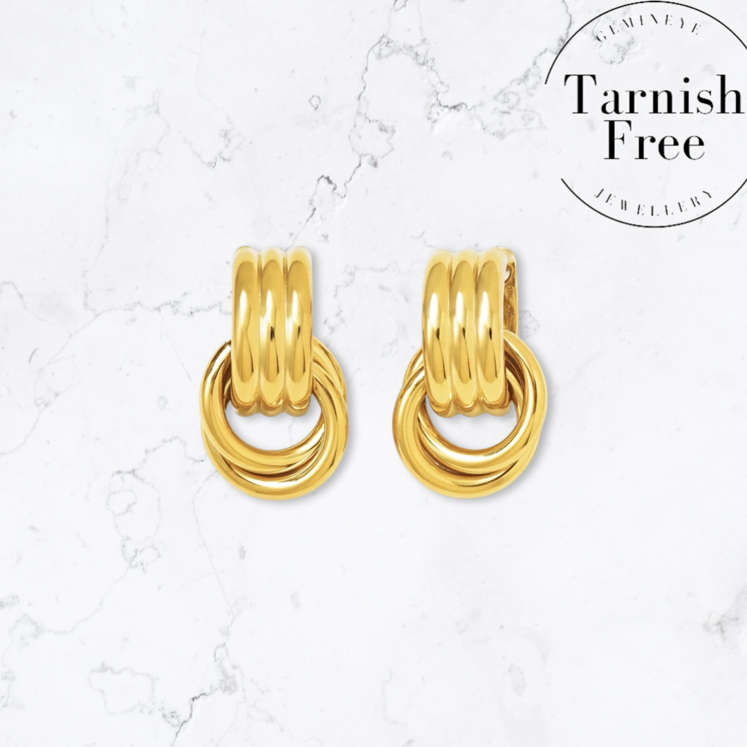 Gold Double Knot Earrings