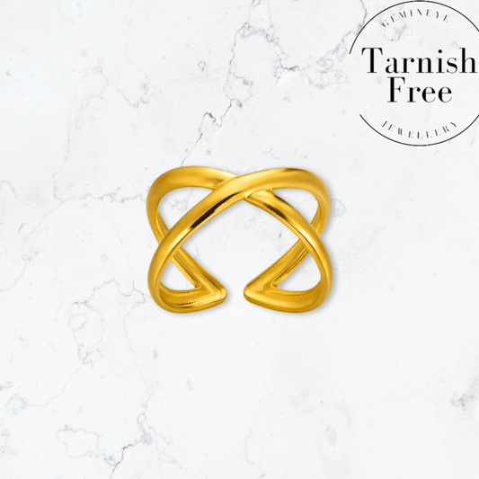 Gold Crossover Ring - Gemineye Jewellery