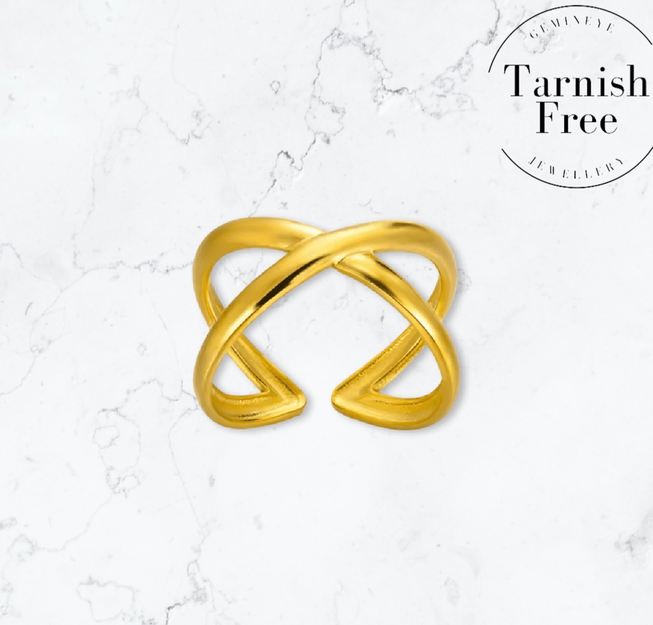 Gold Crossover Ring - Gemineye Jewellery
