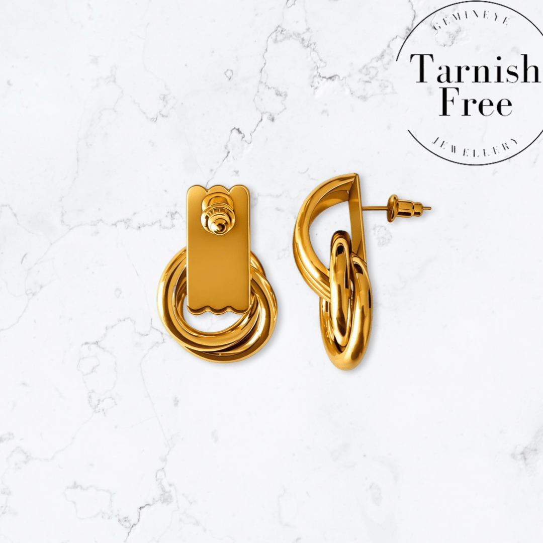 Gold Double Knot Earrings - Gemineye Jewellery