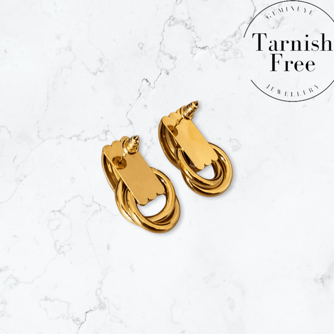 Gold Double Knot Earrings - Gemineye Jewellery