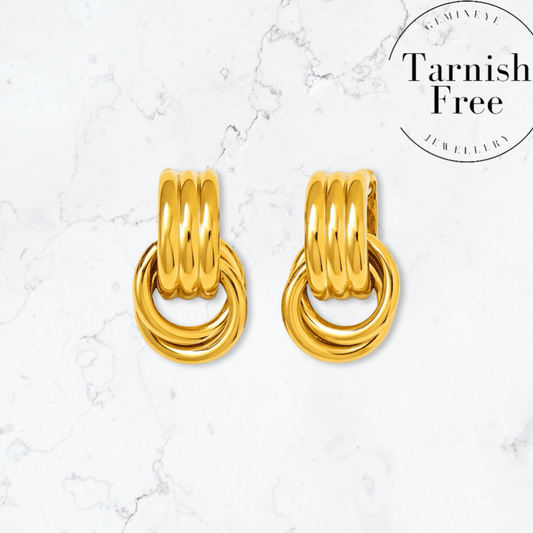 Gold Double Knot Earrings - Gemineye Jewellery
