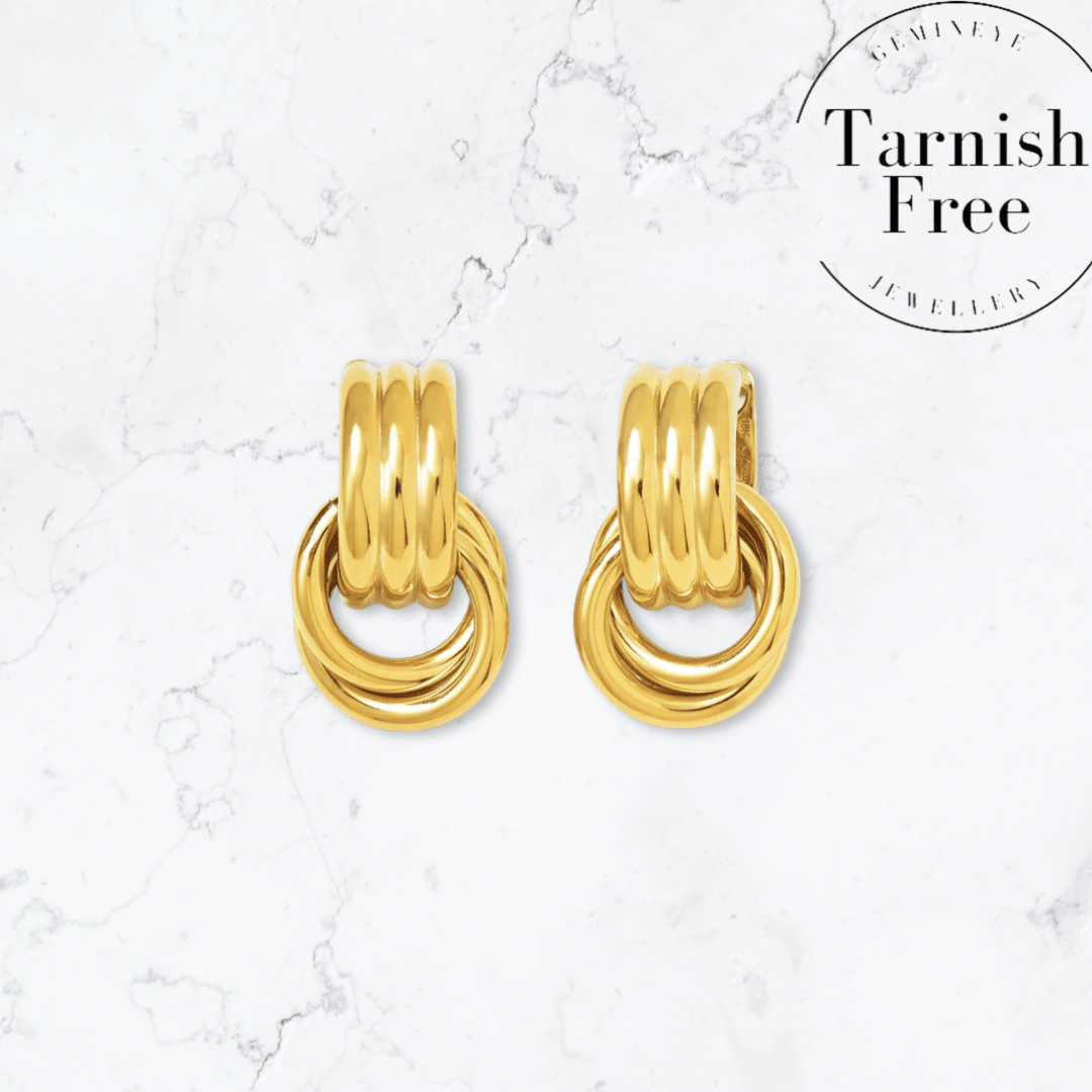 Gold Double Knot Earrings - Gemineye Jewellery