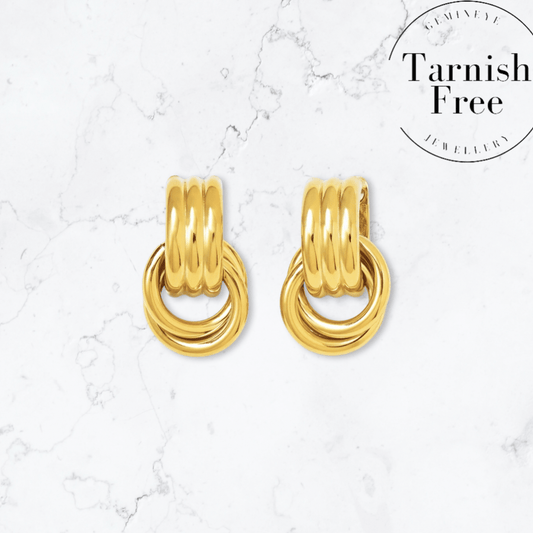 Gold Double Knot Earrings - Gemineye Jewellery