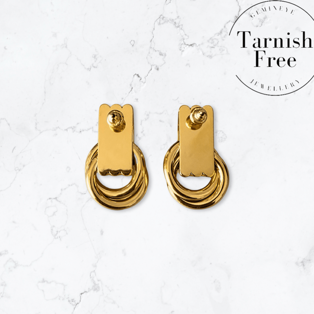 Gold Double Knot Earrings - Gemineye Jewellery