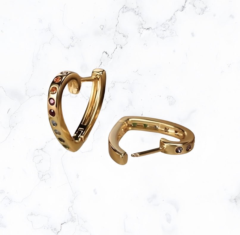 Gold Gem Clicker Hoop Earrings - Gemineye Jewellery