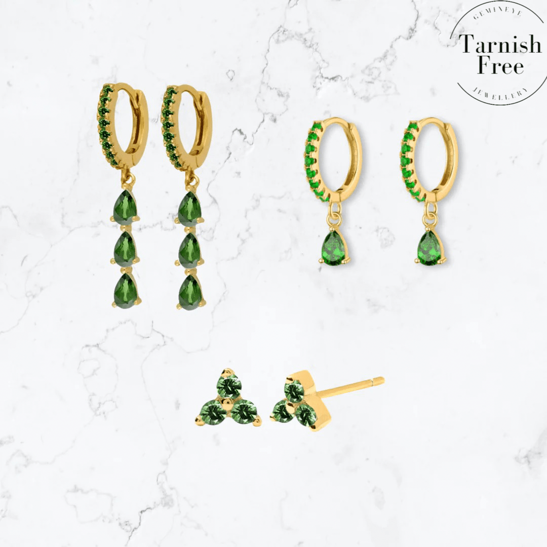 Gold Green Stacker Set - Gemineye Jewellery