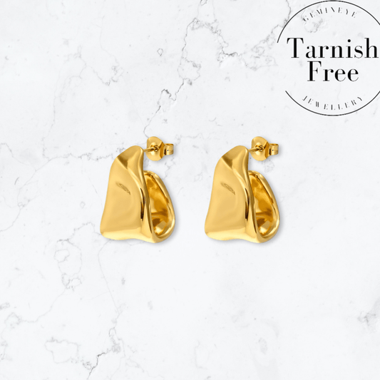 Gold Molten Drop Earrings - Gemineye Jewellery