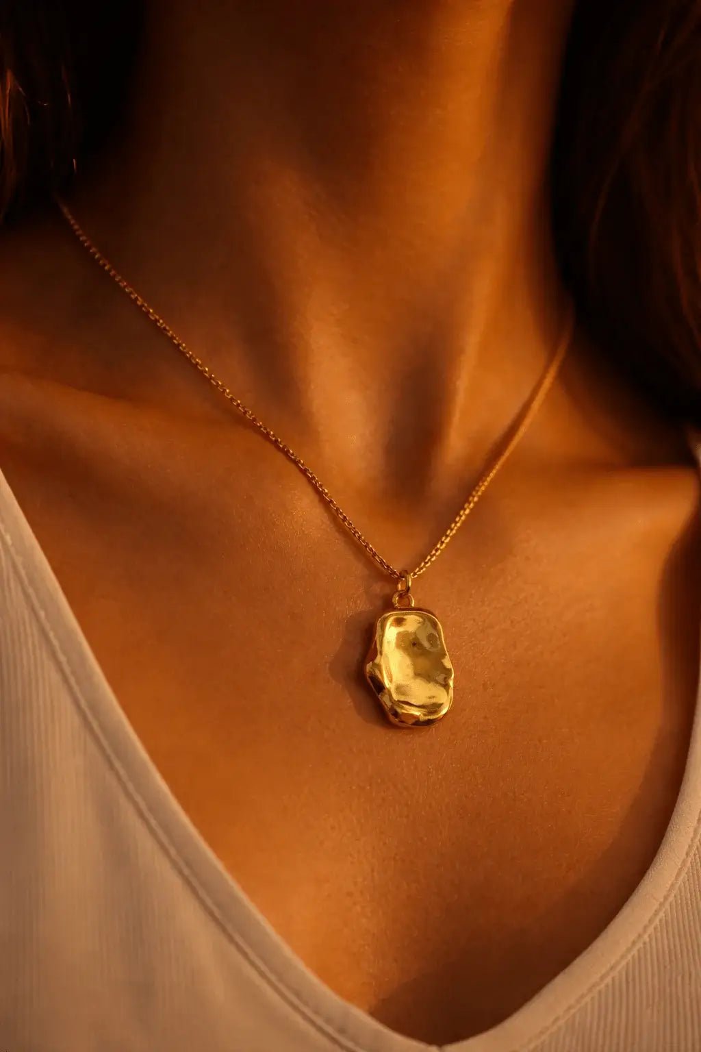 Gold Molten Pendant Necklace - Gemineye Jewellery