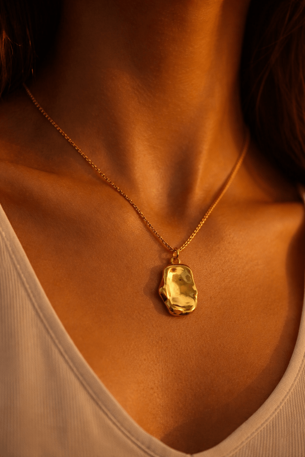 Gold Molten Pendant Necklace - Gemineye Jewellery