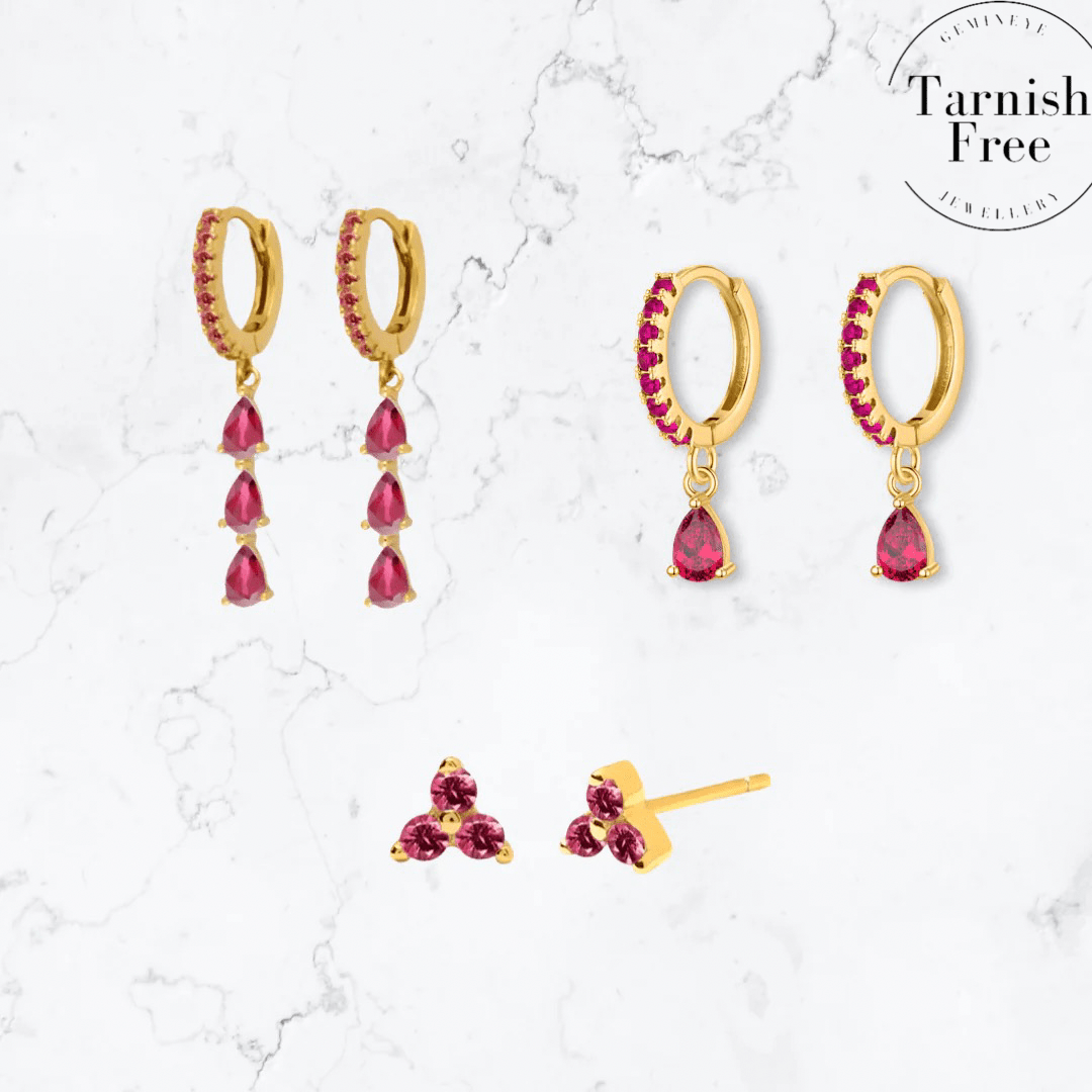 Gold Pink Stacker Set - Gemineye Jewellery