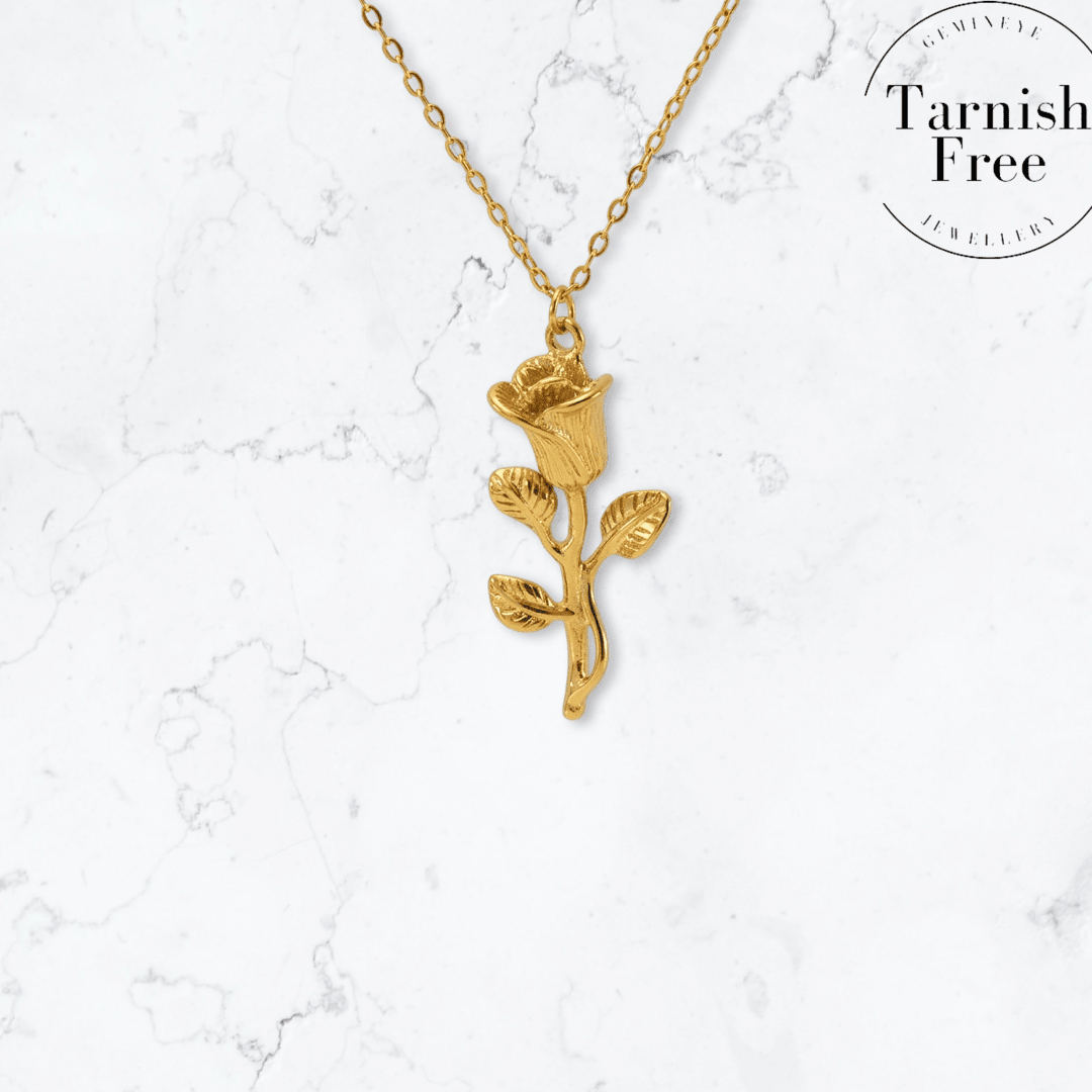 Gold Rose Necklace - Gemineye Jewellery