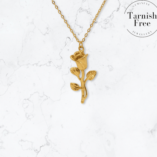 Gold Rose Necklace - Gemineye Jewellery