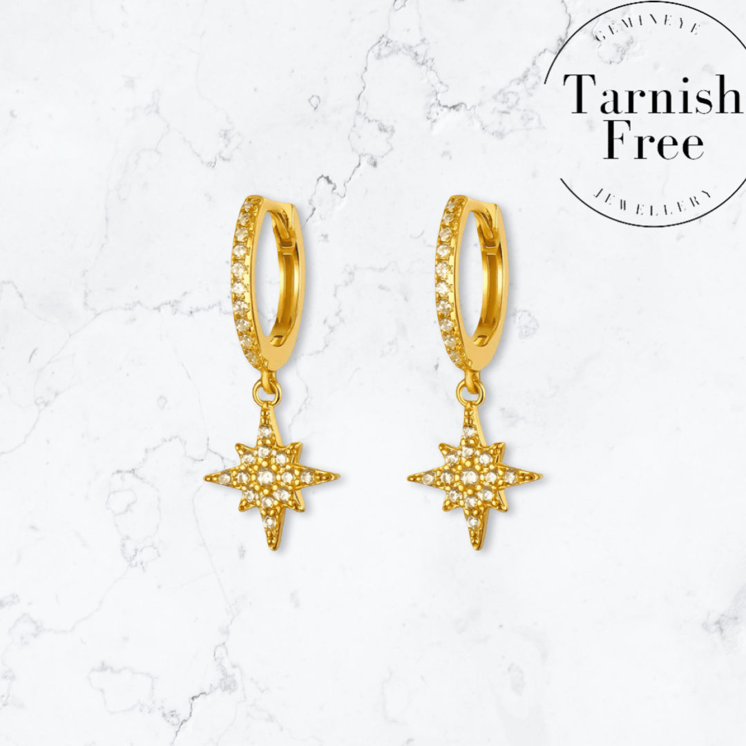 Gold Star Huggies - Gemineye Jewellery