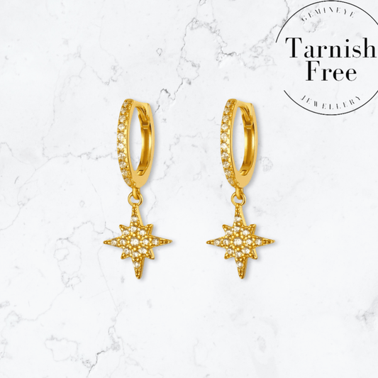 Gold Star Huggies - Gemineye Jewellery