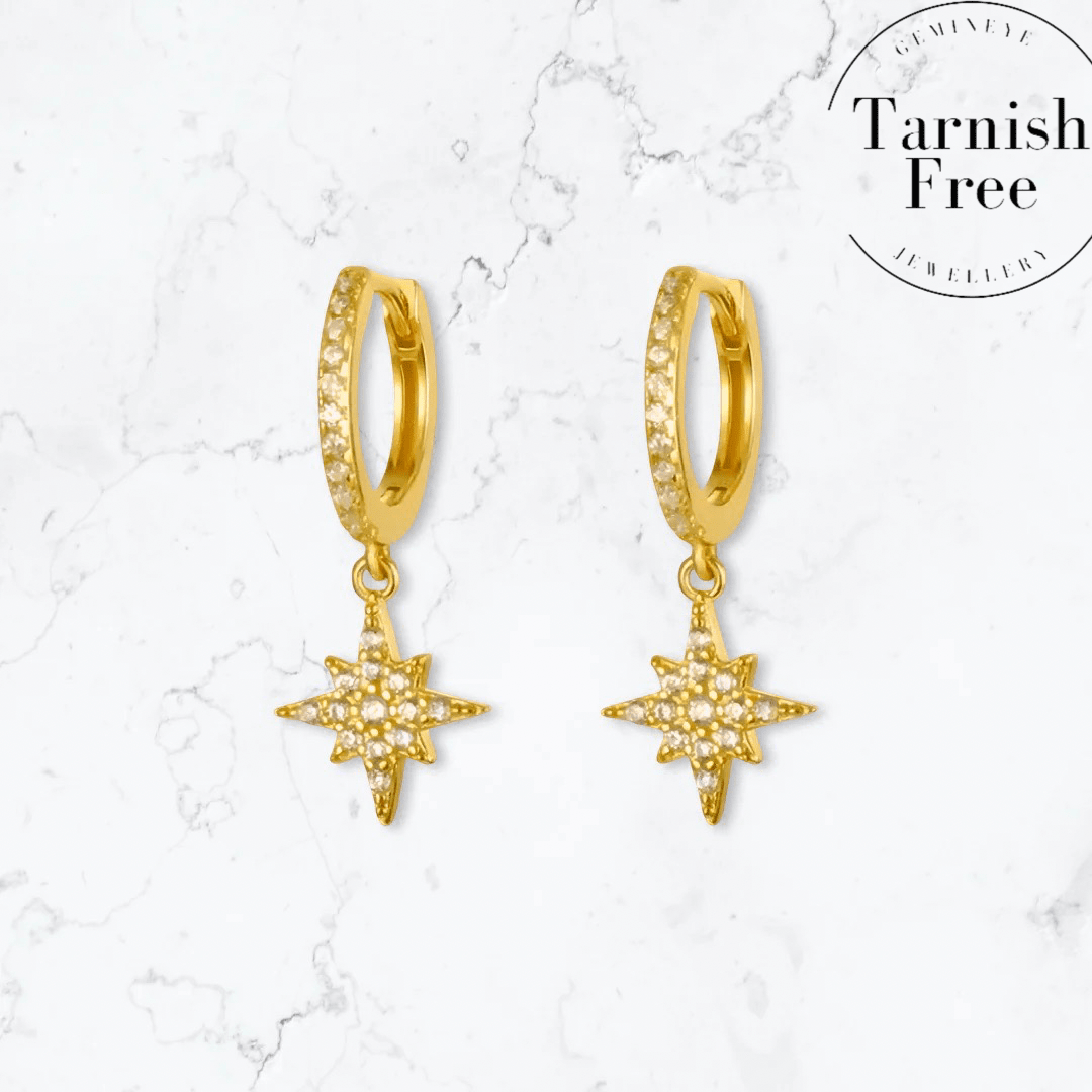 Gold Star Huggies - Gemineye Jewellery